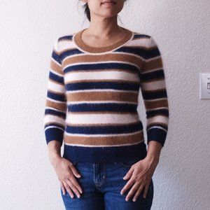 Madewell striped blue and tan angora wool sweater (XS)